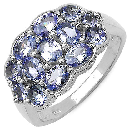 1.73 Carat Genuine Tanzanite .925 Sterling Silver Ring