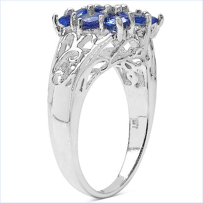 1.65 Carat Genuine Tanzanite .925 Sterling Silver Ring