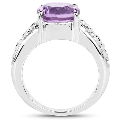 3.30 Carat Genuine Amethyst .925 Sterling Silver Ring