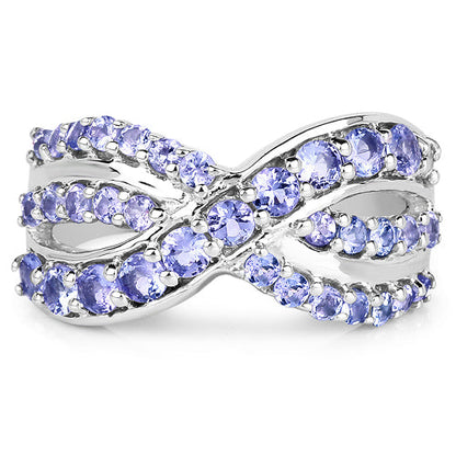 1.49 Carat Genuine Tanzanite .925 Sterling Silver Ring