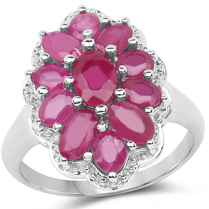3.05 Carat Glass Filled Ruby .925 Sterling Silver Ring