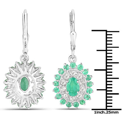 6.53 Carat Genuine Zambian Emerald and White Topaz .925 Sterling Silver 3 Piece Jewelry Set (Ring, Earrings, and Pendant w/ Chain)
