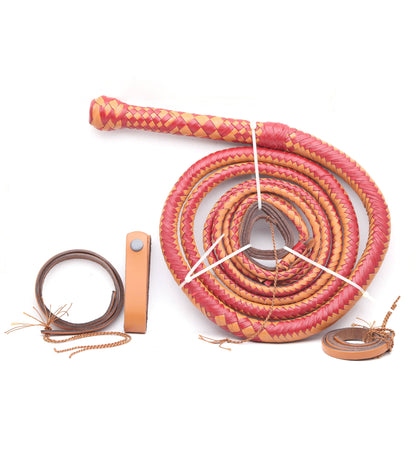 Bold Pink & Orange Leather Bull Whip – Eye-Catching Design
