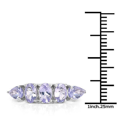 2.33 Carat Genuine Tanzanite .925 Sterling Silver Ring