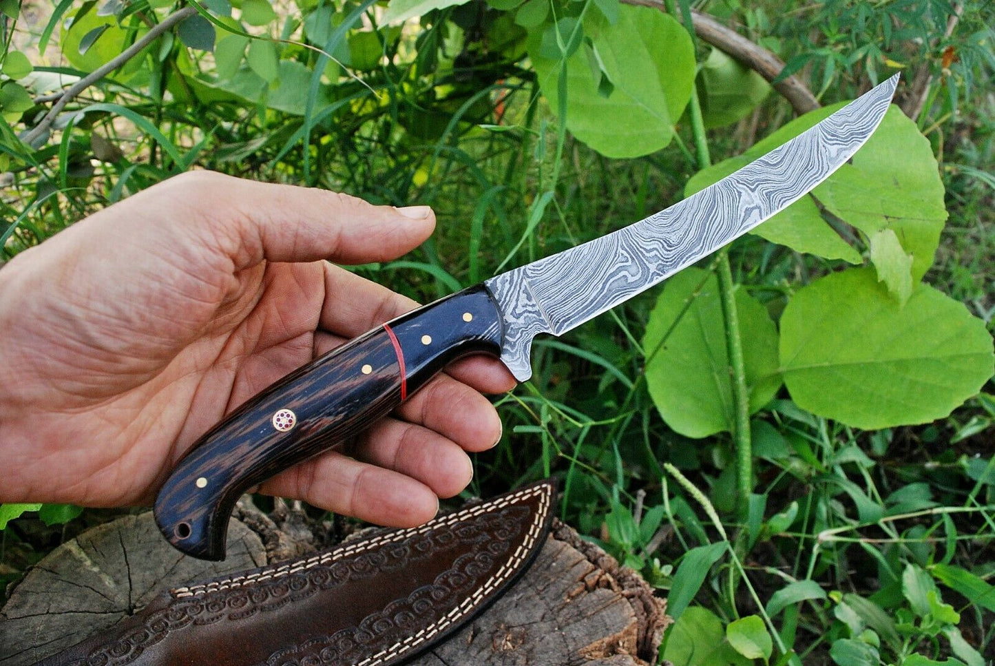 Best Fish Fillet Knife – Damascus Steel with Wenge Wood & Horn Handle