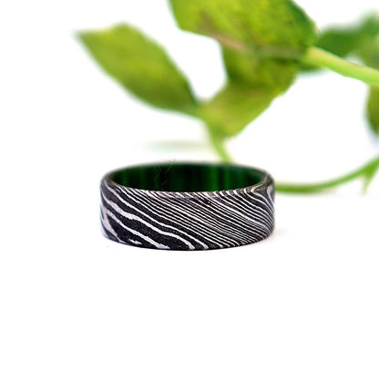 Exquisite Damascus Steel Engagement Ring by KBS Knives Store