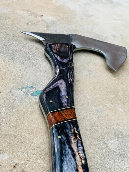 Precision Throwing Tomahawk with Custom Handmade Forged 1095 Steel Blade and Exotic Rosewood Handle – Strike Master