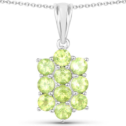 6.80 Carat Genuine Peridot .925 Sterling Silver 3 Piece Jewelry Set (Ring, Earrings, and Pendant w/ Chain)