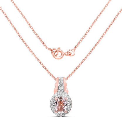 2.28 Carat Genuine Morganite and White Topaz .925 Sterling Silver 3 Piece Jewelry Set (Ring, Earrings, and Pendant w/ Chain)