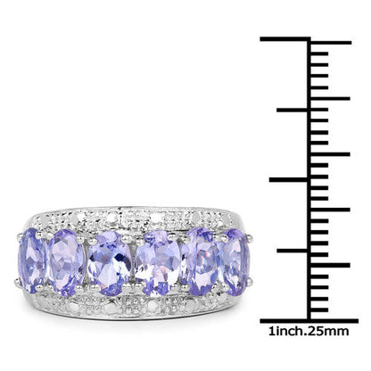 2.64 Carat Genuine Tanzanite .925 Sterling Silver Ring
